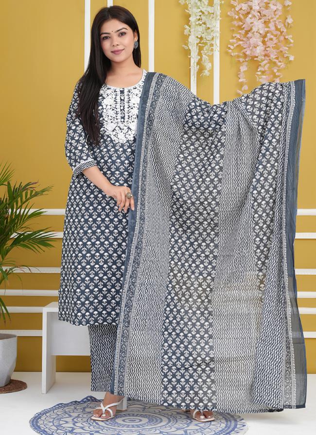 Rayon Cotton Grey Daily Wear Printed Readymade Plus Size Suit